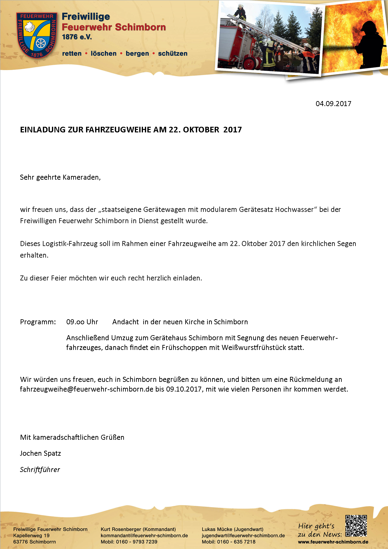 EinladungFahrzeugweihe